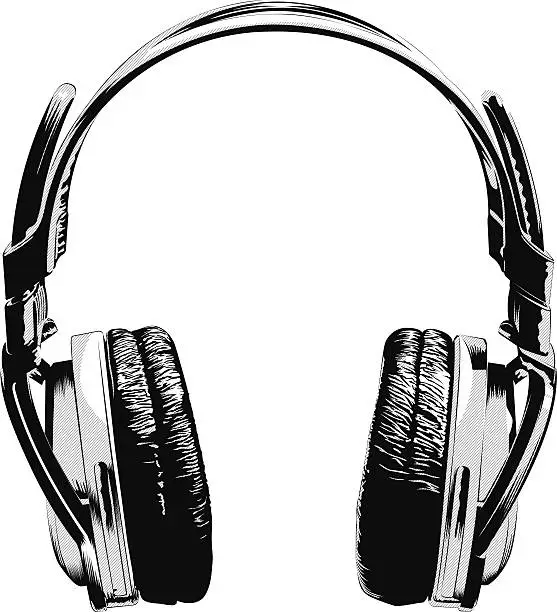 Vector illustration of Close-up of headphones