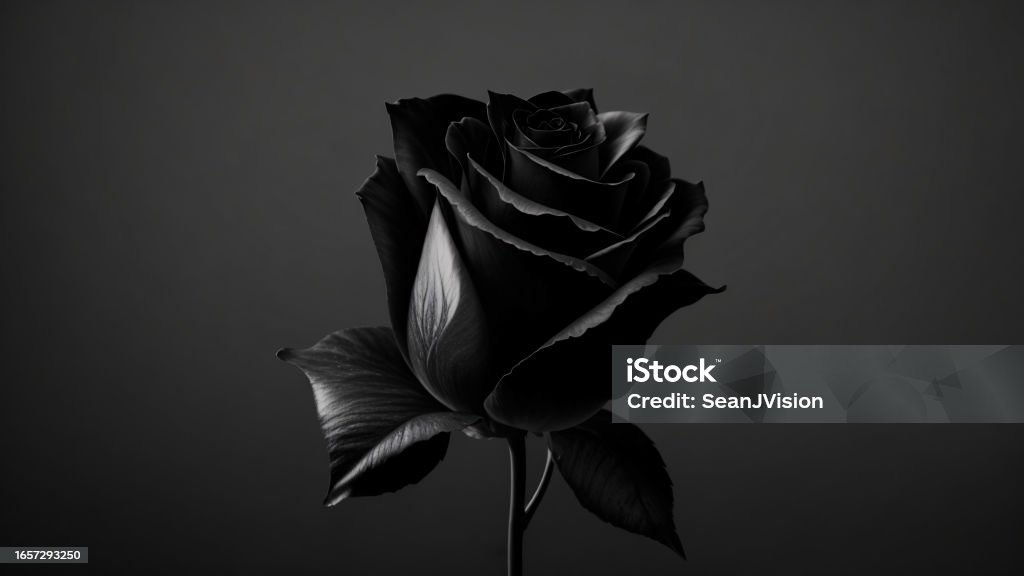 Black rose on a black background. close-up Flower Stock Photo