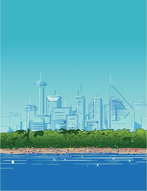 Vector illustration of beach city