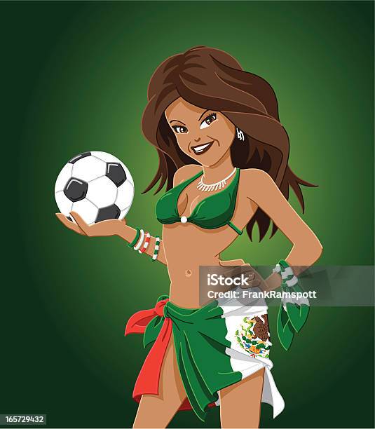 축구 쿨링팬 멕시코 플랙 여자 녹색에 대한 스톡 벡터 아트 및 기타 이미지 - 녹색, 비키니, 빨강