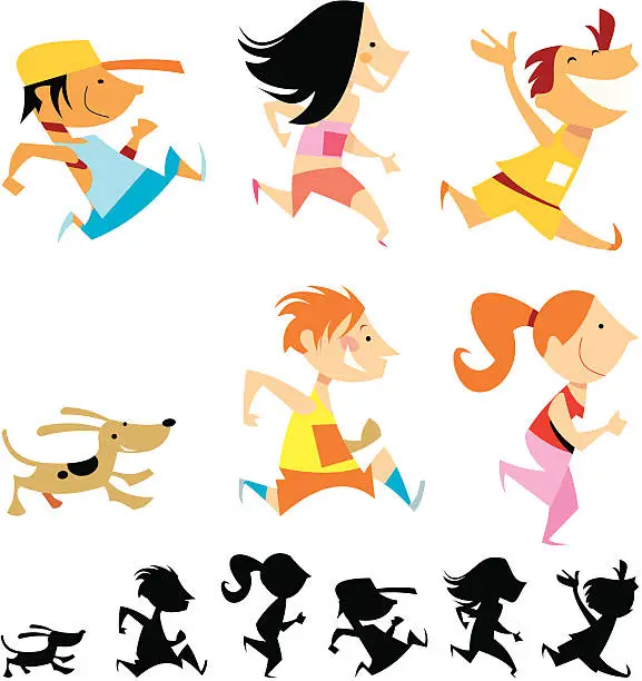 Vector illustration of Children Running