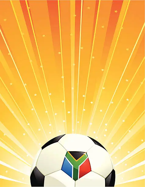 Vector illustration of World Cup football on golden sunburst