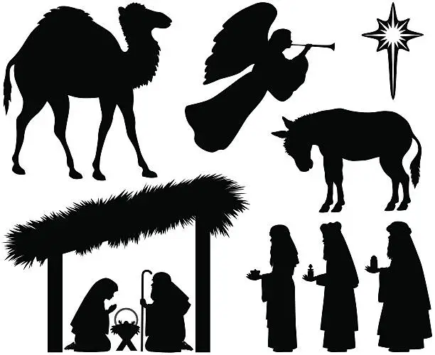 Vector illustration of Nativity silhouettes