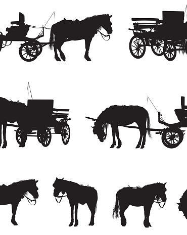 Illustration of Horse pulling carriage, horses are detachable.