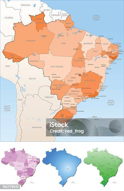 Il Brasile - Immagini vettoriali stock e altre immagini di America del Sud - America del Sud, Brasile, Carta geografica