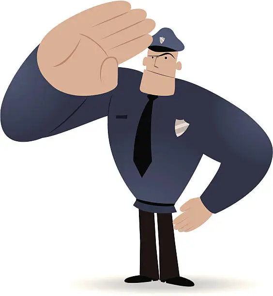 Vector illustration of Strong policeman saluting