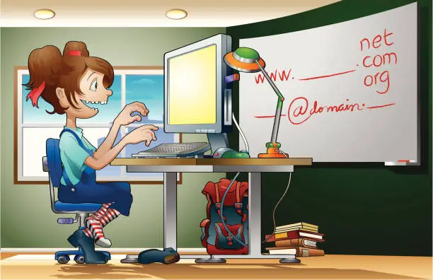 Vector illustration of Children and Technology