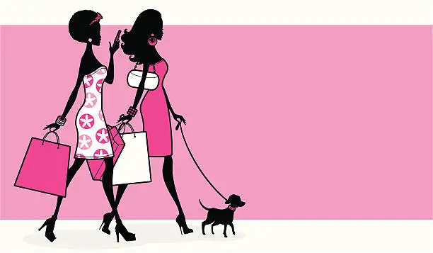 Vector illustration of Glam Shopping Girls