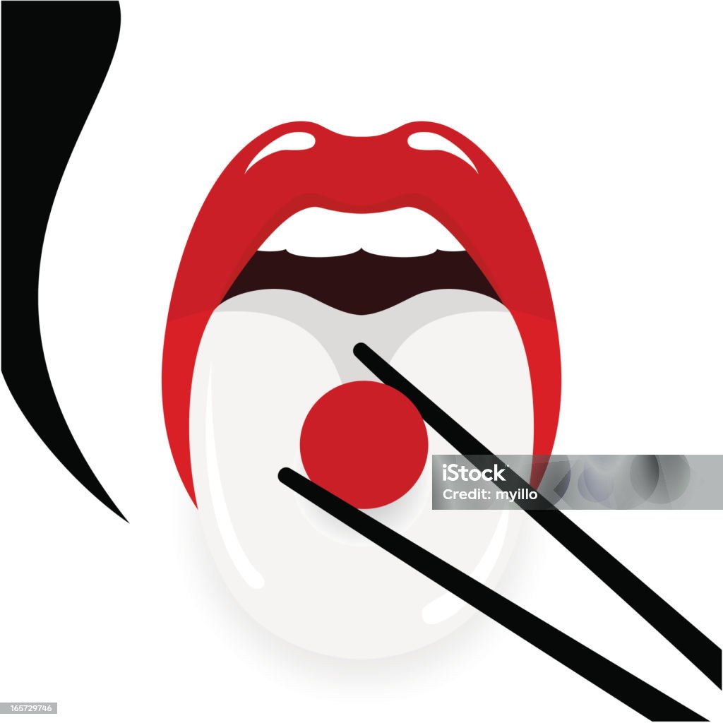 Geisha, sushi and japanese flag, cusine. Love Japan Japanese cusine.Please see some similar pictures in my lightboxs: http://i681.photobucket.com/albums/vv179/myistock/lips.jpg Sensuality stock vector