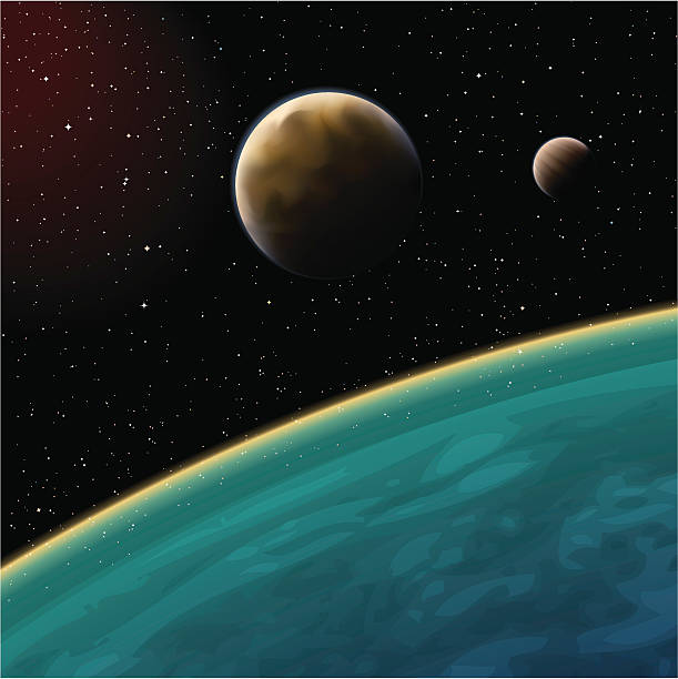 planety w przestrzeni - solar system planet dark illuminated stock illustrations