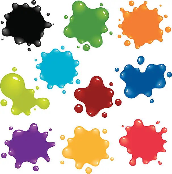 Vector illustration of A variety of colored blobs on a white page