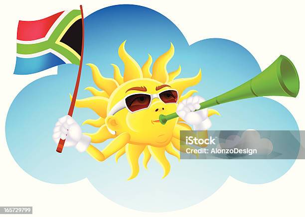 Sole Divertente Con Vuvuzela - Immagini vettoriali stock e altre immagini di Vuvuzela - Vuvuzela, Evento di calcio internazionale, Bandiera