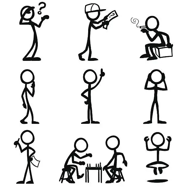 Vector illustration of Stick Figure People Thought