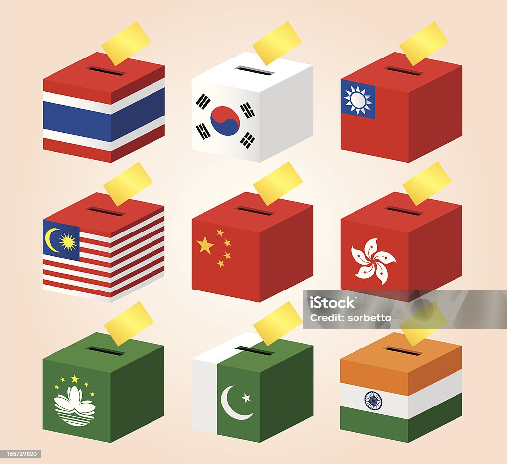 Voto scatole con bandiera nazionale - arte vettoriale royalty-free di Bandiera della Malaysia