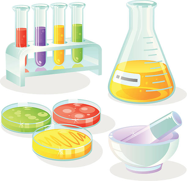 실험실 장비 세트 - agar jelly illustrations stock illustrations