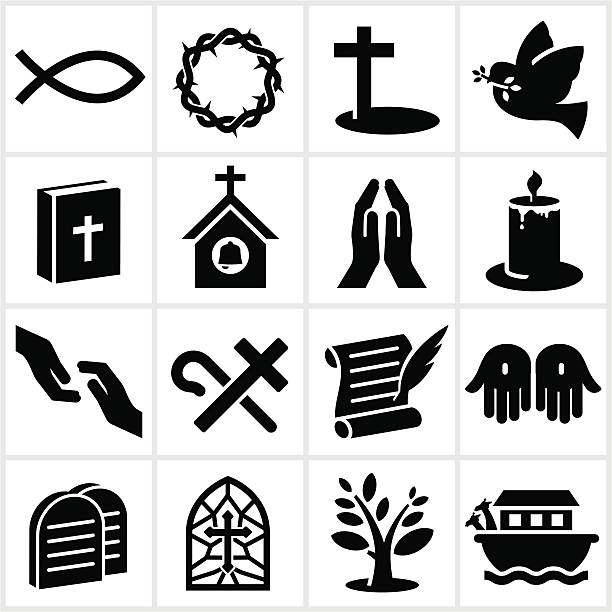 black christentum icons - stained glass glass art church stock-grafiken, -clipart, -cartoons und -symbole