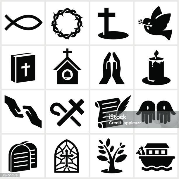 Black Christianity Icons Stock Illustration - Download Image Now - Icon Symbol, Praying, Church