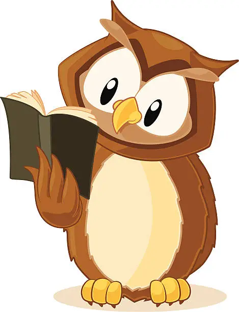 Vector illustration of Owl Reading a book