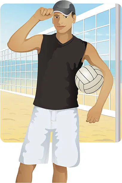 Vector illustration of guy with ball