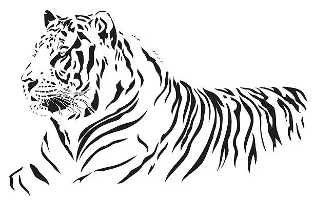 Vector illustration of Bengal Tiger illustration B&W