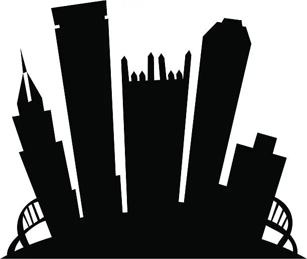 Vector illustration of Pittsburgh Cartoon City Silhouette