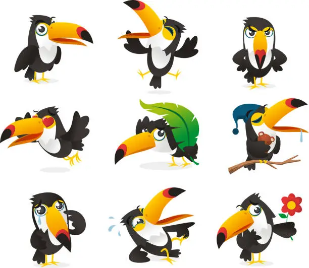 Vector illustration of Nine Tucan Icon Set