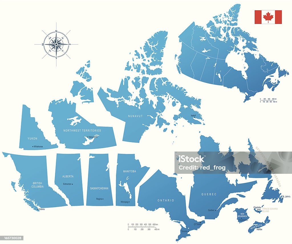 カナダの州や地域 - 地図のロイヤリティフリーベクトルアート