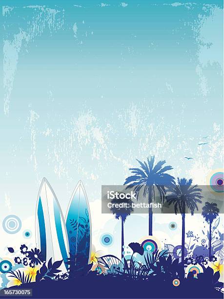 Fond De Vacances Tropicale Vecteurs libres de droits et plus d'images vectorielles de Surf - Surf, Vague déferlante, Fleur - Flore