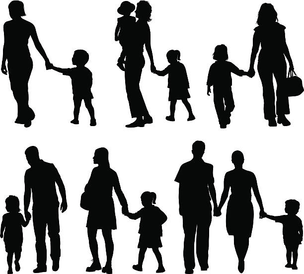 illustrazioni stock, clip art, cartoni animati e icone di tendenza di le famiglie - holding hands human hand child mother