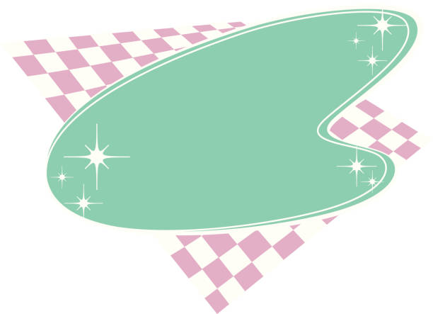 1950s retro style swoosh graphic with pink checker board