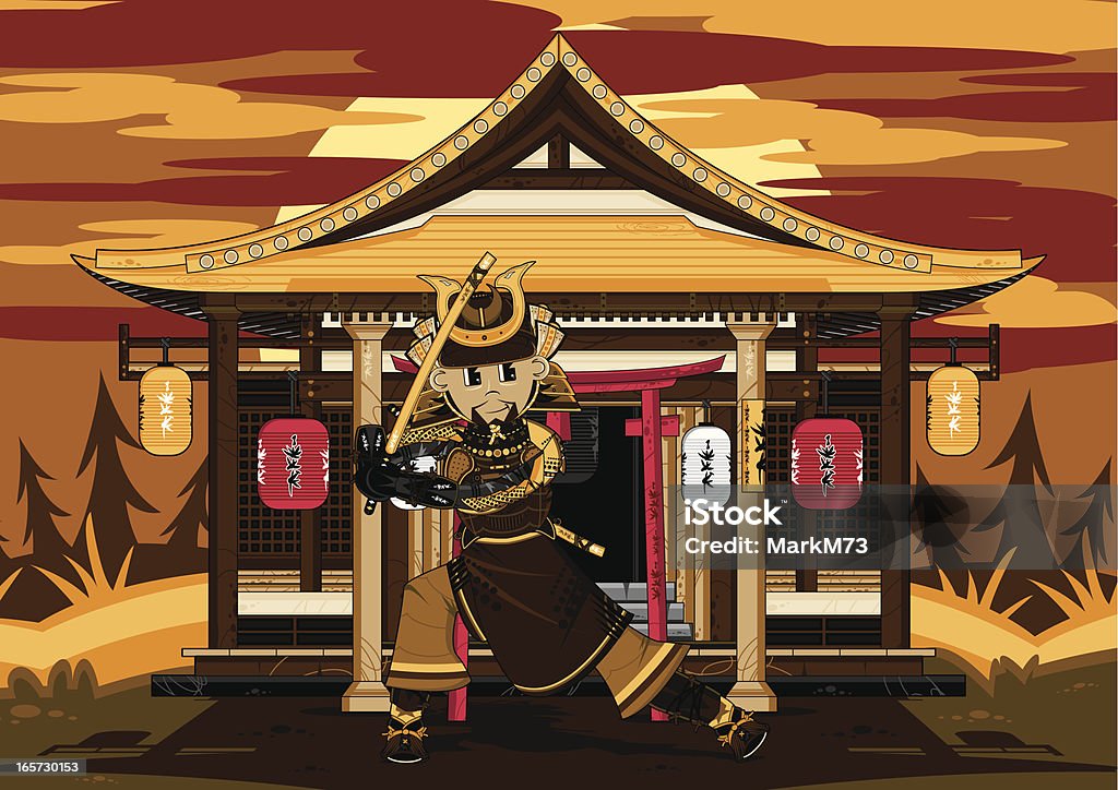 Самурайский меч Древний Воин с - Векторная графика Bushido - Lifestyle роялти-фри