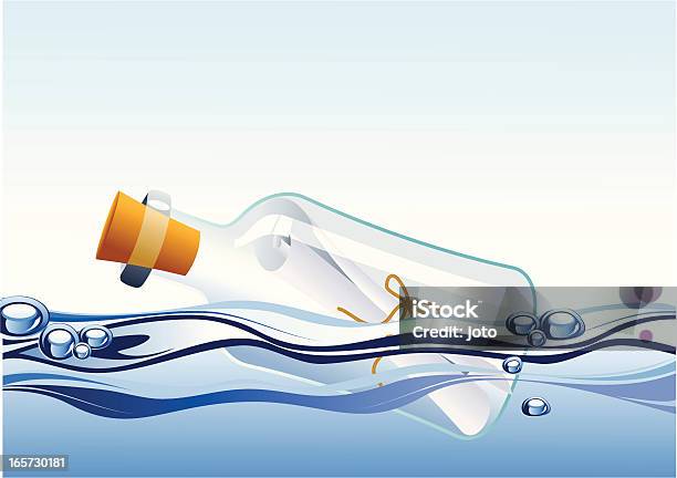 Послание В Бутылке — стоковая векторная графика и другие изображения на тему Послание в бутылке - Послание в бутылке, Без людей, Бумага