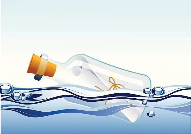 Vector illustration of Message in a bottle