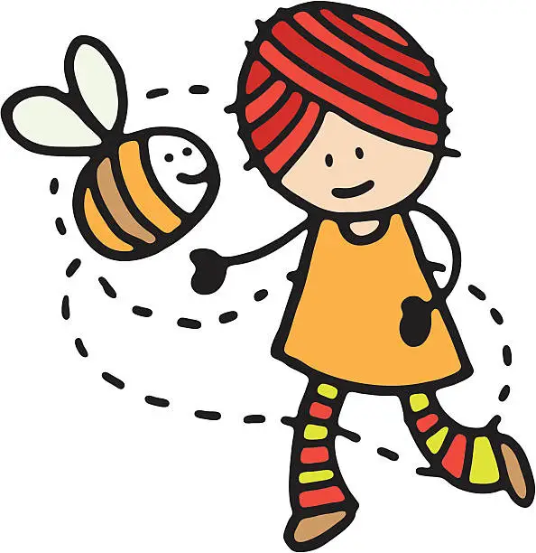 Vector illustration of Person with bee