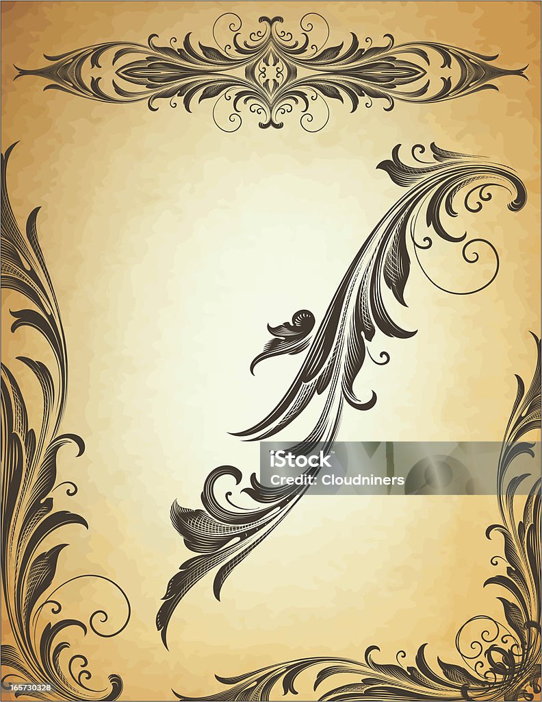 Classic Black Arabesque Scrollwork Designed by a hand engraver. Ornate scrollwork engraving designs on parchment background. Change color and scale easily with the enclosed EPS and AI files. Also includes hi-res JPG. 2000-2009 stock vector