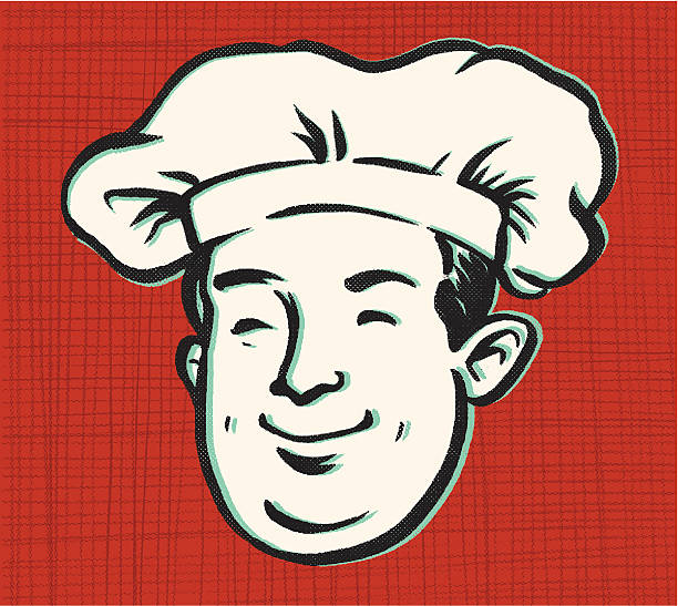 cookin some retro this is a cook, hes on a hand drawn back ground in a hand drawn style.  chef patterns stock illustrations