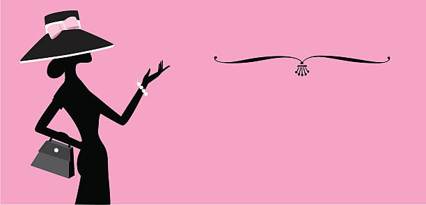 A fashionable woman in a pink banner with room for copy.