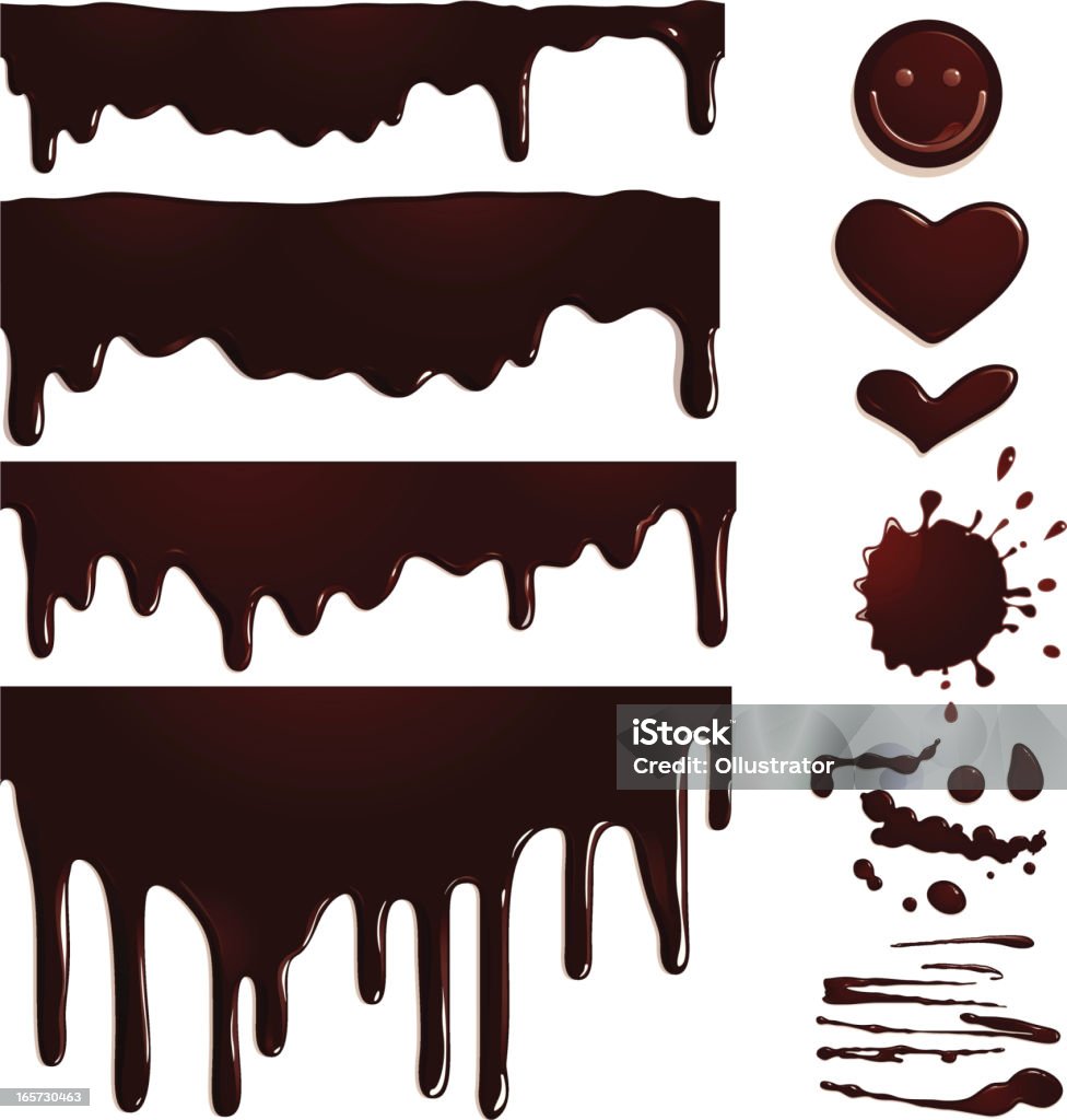 Chocolat drips et éléments sans coutures - clipart vectoriel de Chocolat libre de droits