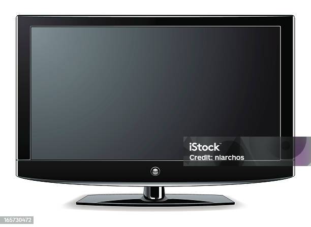 Czarny Led Lub Lcd Telewizor Plazmowy - Stockowe grafiki wektorowe i więcej obrazów Bez ludzi - Bez ludzi, Błyszczący, Czarny kolor