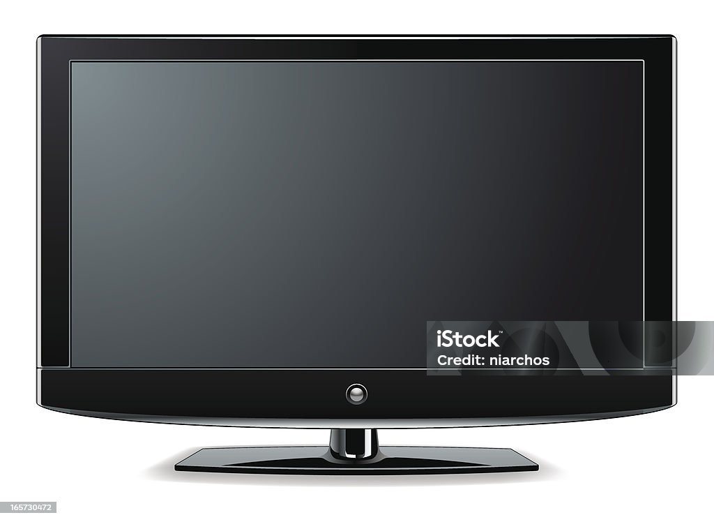 Черный, ЖК-телевизор с ЖК-экраном или плазменным телевизором. - Векторная графика Без людей роялти-фри