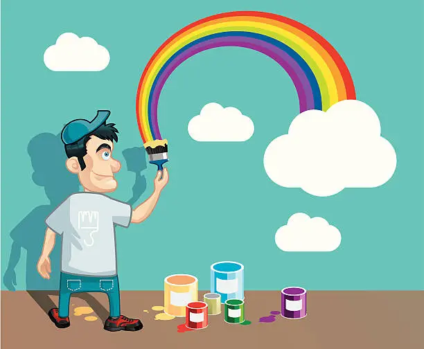 Vector illustration of painting rainbow