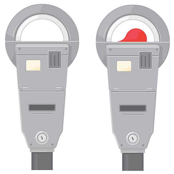 Parking Meter Icon A vector illustration of a parking meter. Time expired red tag included. parking meter stock illustrations