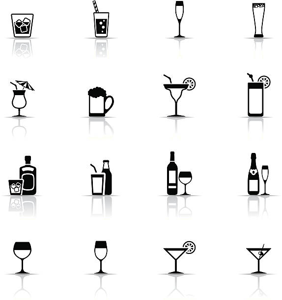 bildbanksillustrationer, clip art samt tecknat material och ikoner med icon set, drinks and glasses - water bottle cap