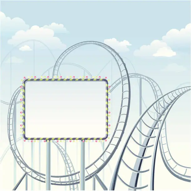 Vector illustration of Rollercoaster with banner