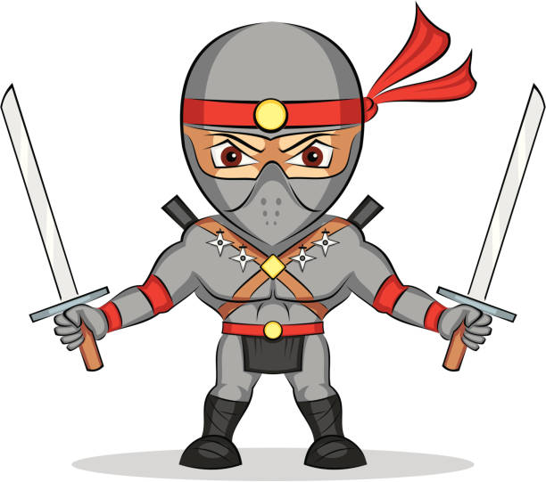 Little ninja A little anime styled ninja. Cdr10, jpg and pdf in zip. ninja stars drawing stock illustrations