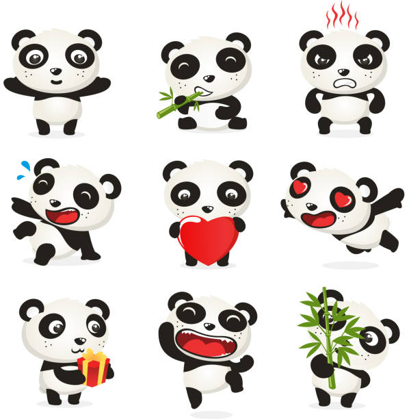 Valentine Cute Panda Set Stock Illustration - Download Image Now - Panda -  Animal, Cartoon, Icon Set - iStock
