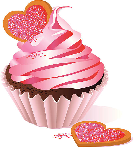 Valentine Cupcake – artystyczna grafika wektorowa