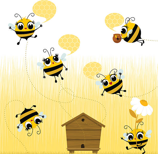 귀여운 비 - honey hexagon honeycomb spring stock illustrations