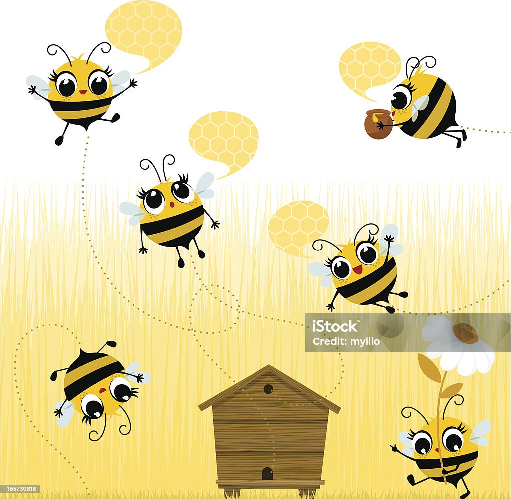 Cute pszczoły - Grafika wektorowa royalty-free (Pszczoła)