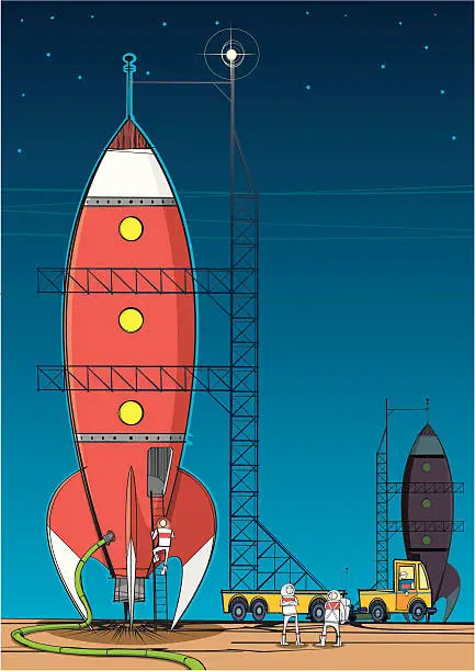 Vector illustration of Rocket on Launch Pad